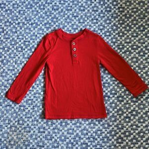 Cat & Jack Kid’s 3T 3-button Red Long Sleeve Henley Shirt